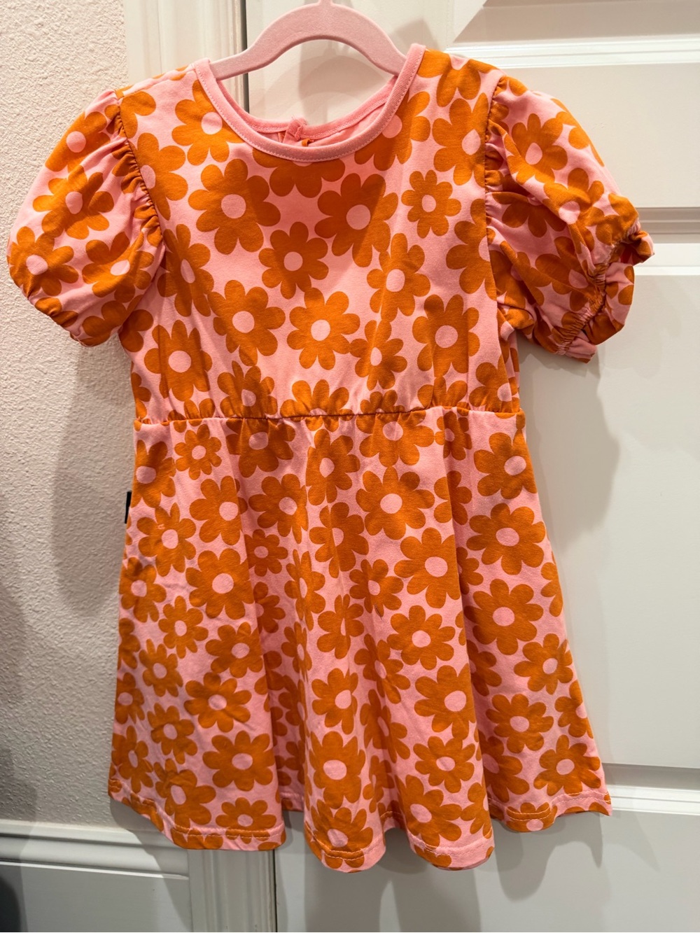 NWOT dot Australia - Girls' Pink & Orange Floral Puff-Sleeve Dress - Size 6